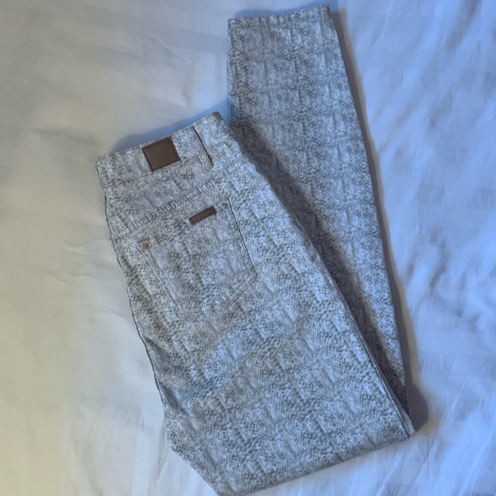 19V69 Versace snake print white skinny stretch cotton jeans/ pants EUC